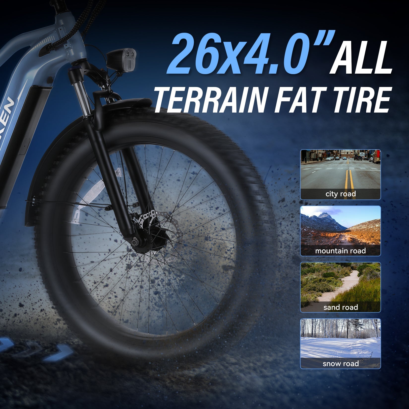 Wooken ‎GALE 26" x 4.0 Fat Tire All Terrain Electric Bike WOOKEN