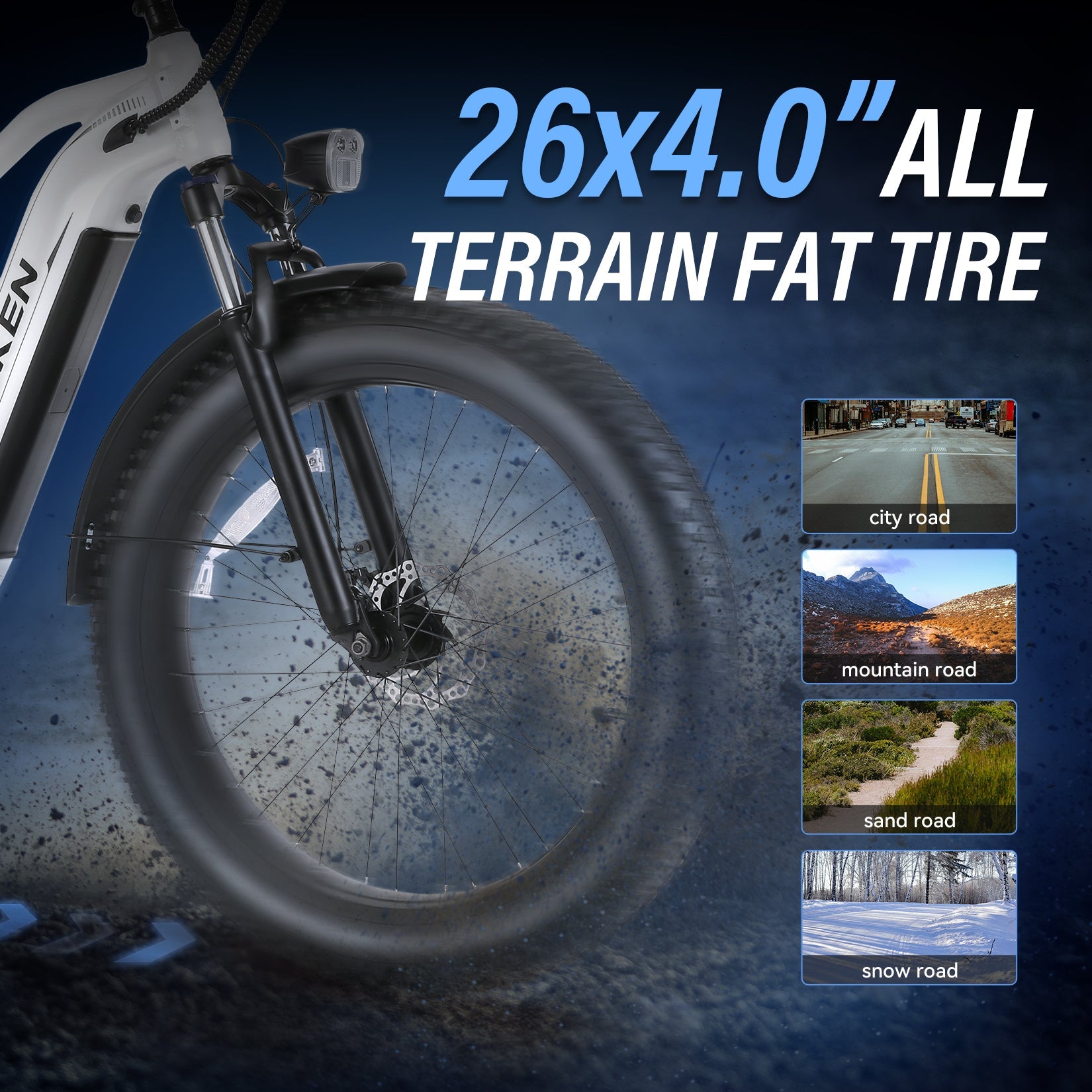 Wooken ‎GALE 26" x 4.0 Fat Tire All Terrain Electric Bike WOOKEN