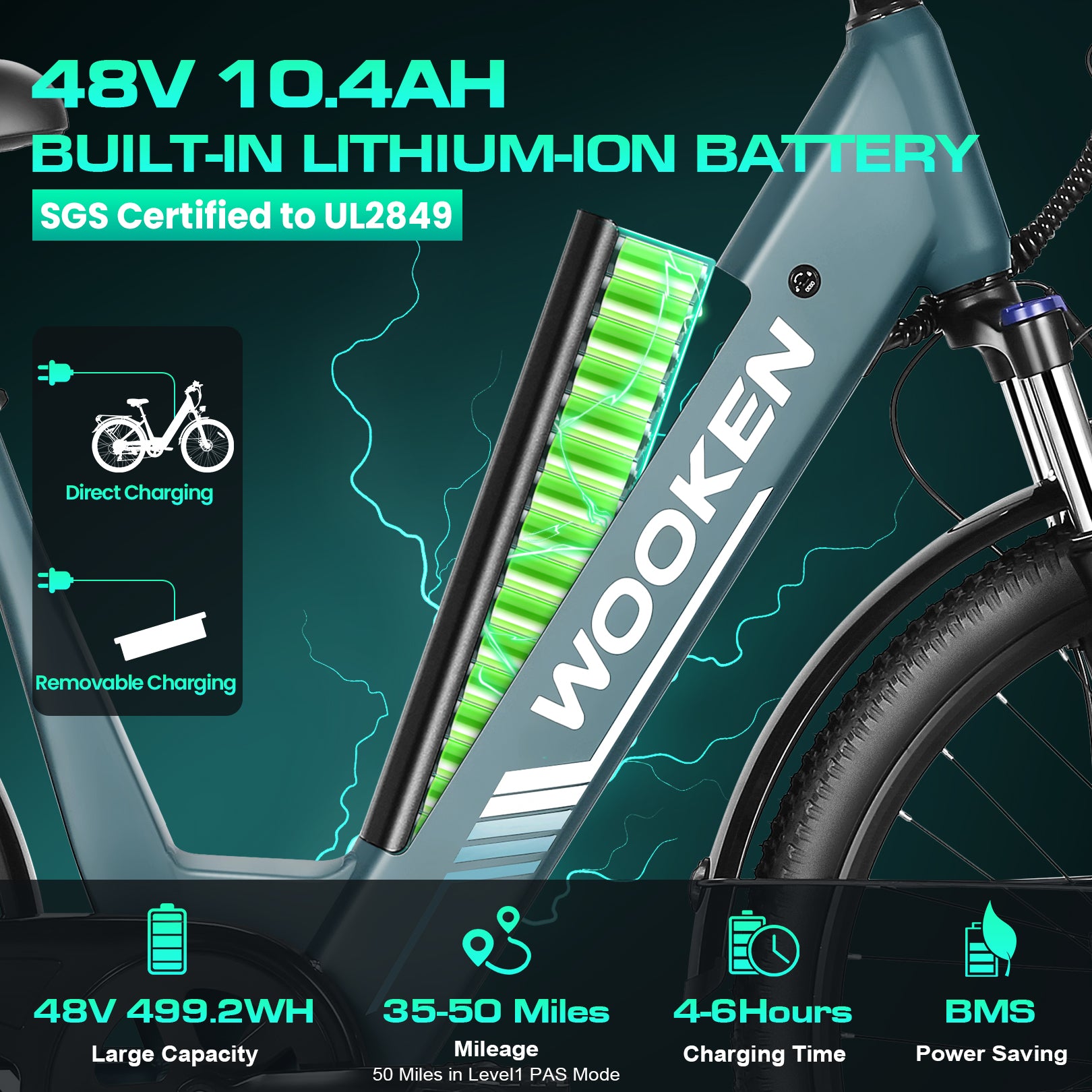 Wooken SwiftX Step-Thru Commuter Fat Tire Electric Bike Wooken